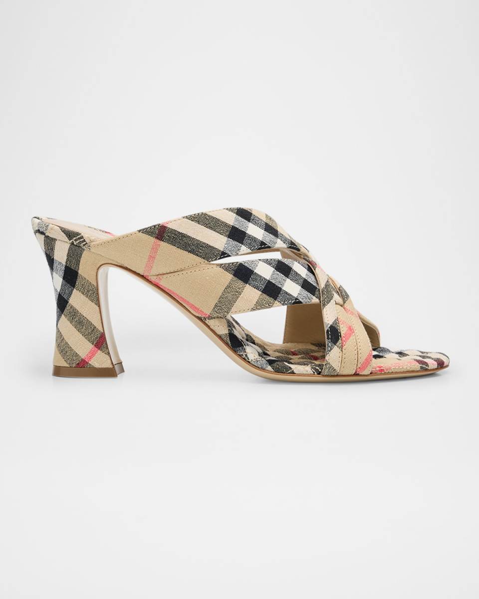 Sloanne Woven Linen Block-Heel Sandals